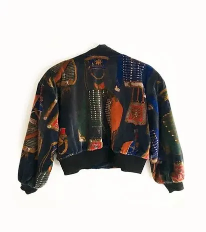 1980s ESCADA MILITARY PRINT SHOULDER PADDED OVERSIZED BOMBER JACKET