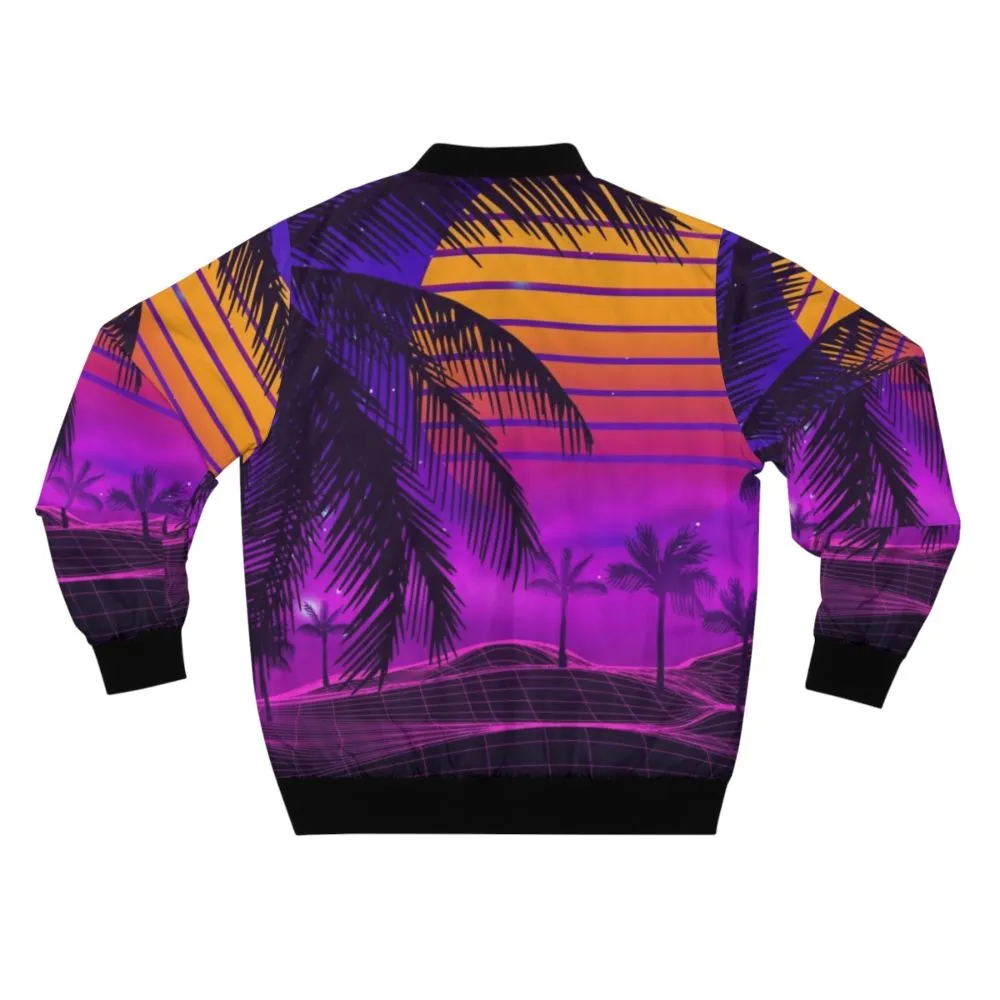 80s Synthwave Bomber Jacket - Retro Futuristic Sunset Aesthetic