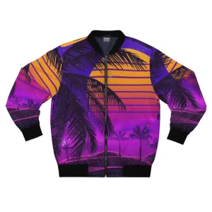 80s Synthwave Bomber Jacket - Retro Futuristic Sunset Aesthetic