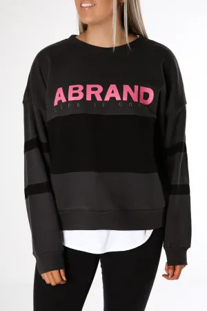 A Oversized Panelled Sweater Washed Black