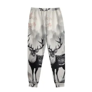 All-Over Print Men's Sweatpants With Waistband232 deer print