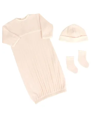 Amory Gift Set- Daygown, Cap & Socks- Pink *Gold Collection