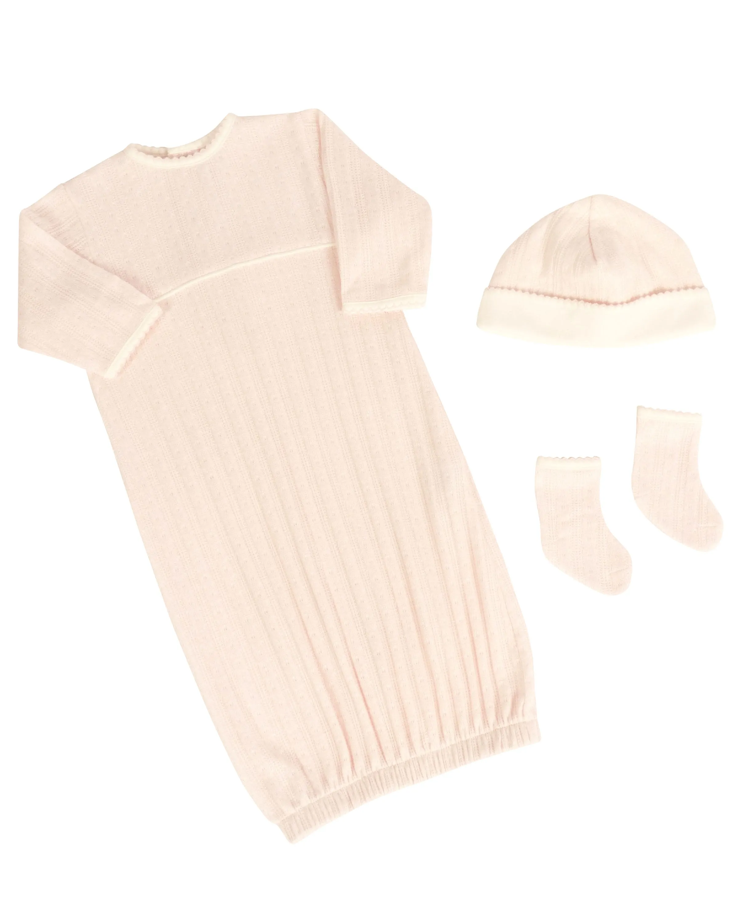 Amory Gift Set- Daygown, Cap & Socks- Pink *Gold Collection