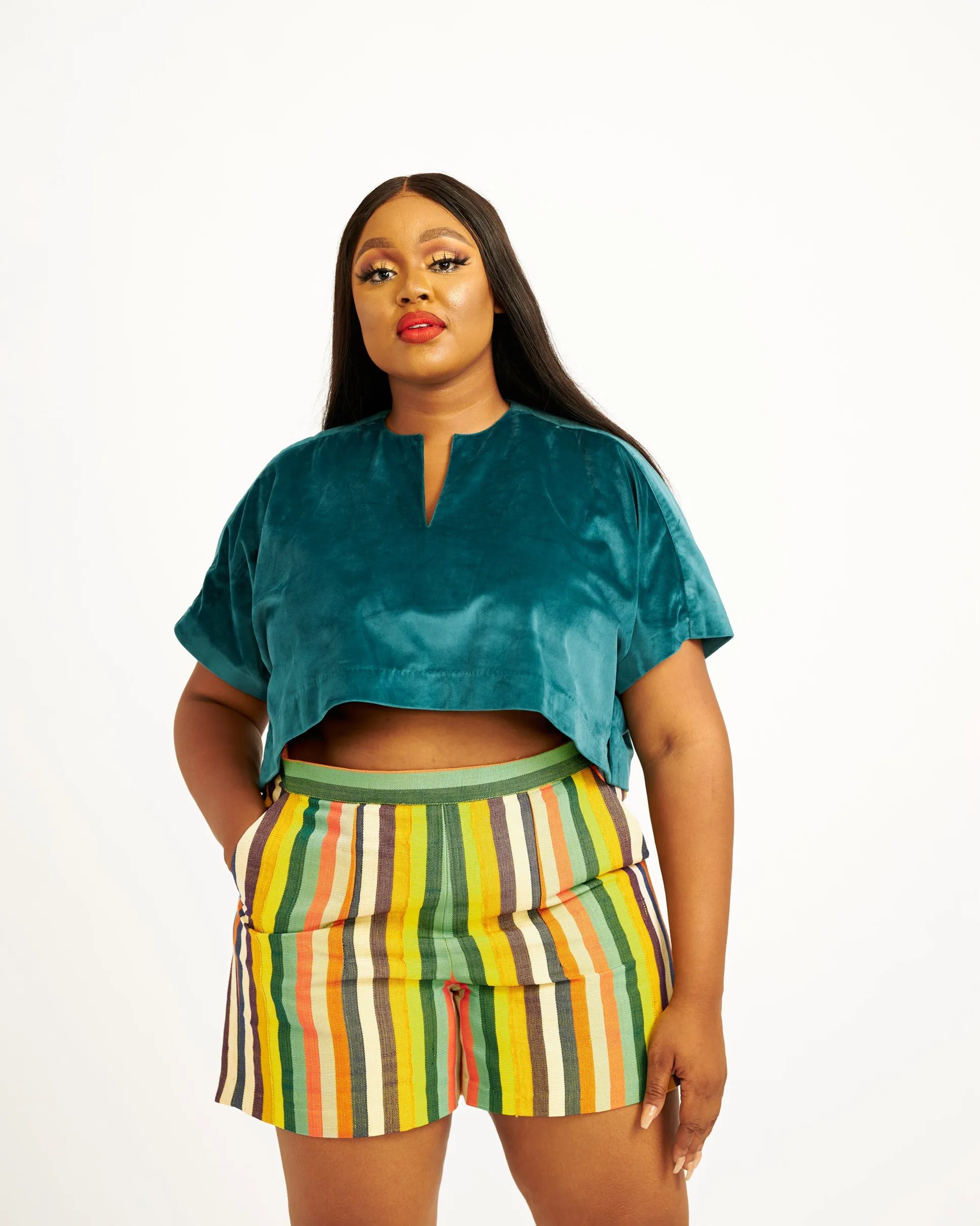 Aso Oke Short and Crop Top Set