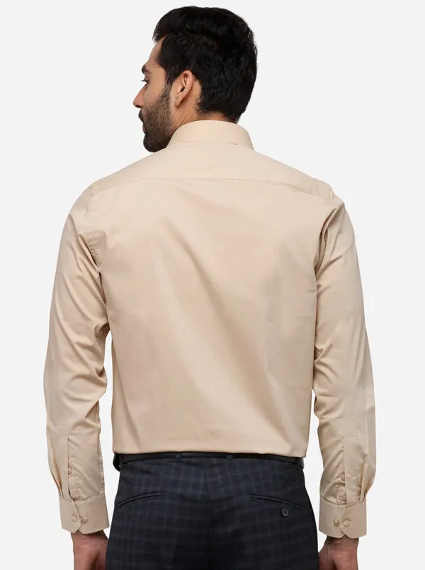 Beige Solid Slim Fit Formal Shirt | Greenfibre