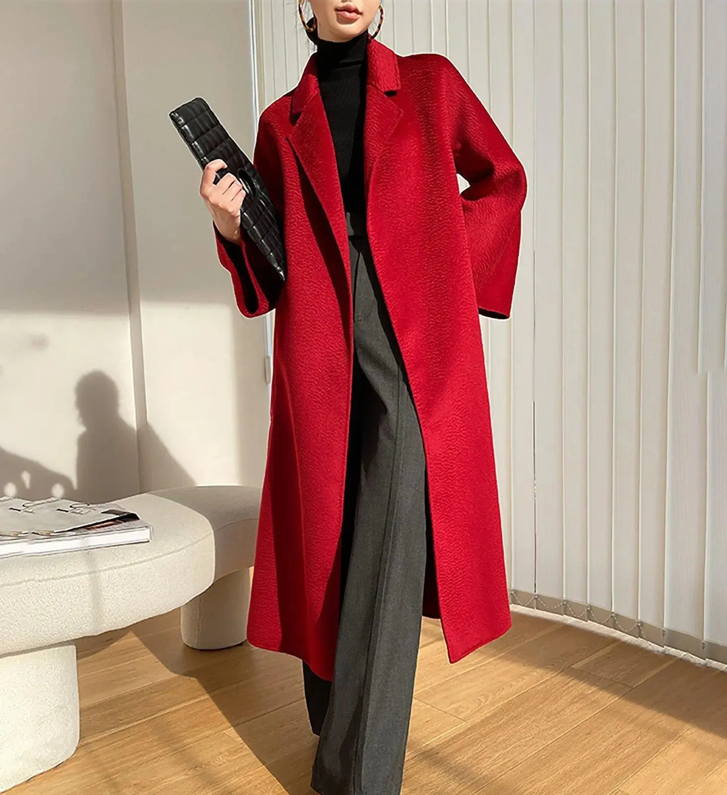 Belted Wrap Wool Long Coat