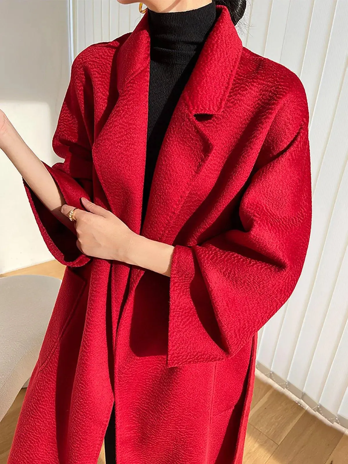 Belted Wrap Wool Long Coat