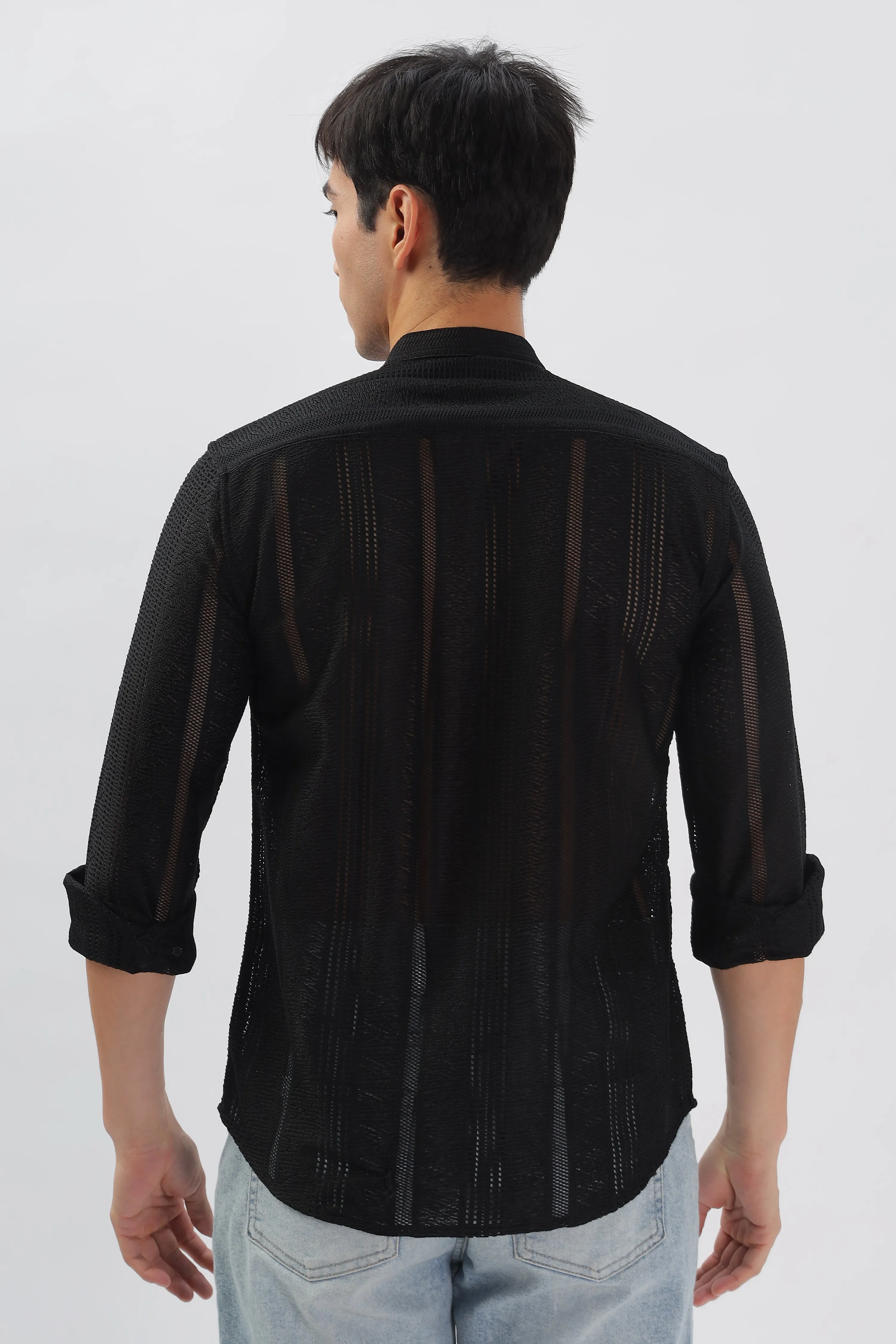 Black Jacquard Knit Shirt