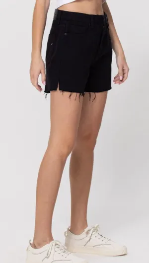 Black Side Slit Mom Shorts by Hidden Denim