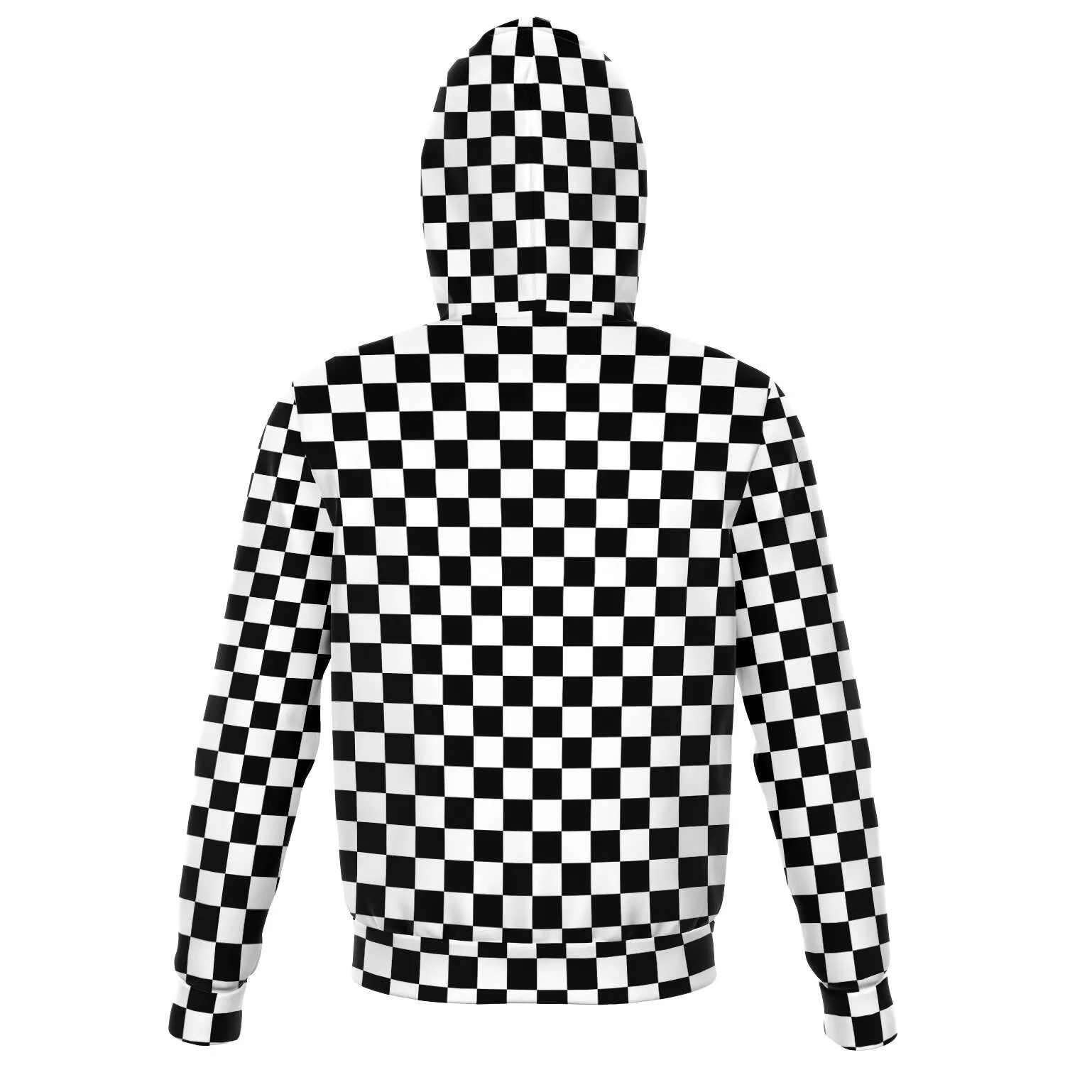 Black White Check Zip Up Hoodie, Checkered Racing Front Zip Pocket Men Women Adult Aesthetic Graphic Cotton Hooded Sweatshirt