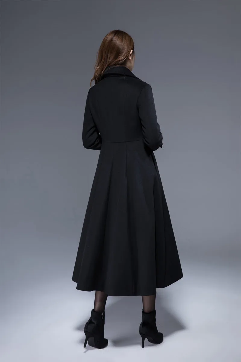 black wool jacket coat with double breasted design1820#