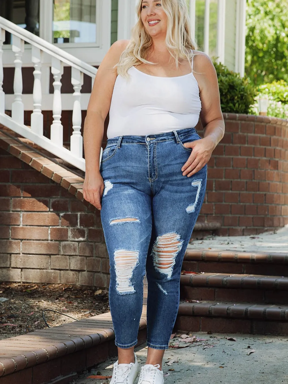 Blue Acid Washed Plus Size Skinny Jeans