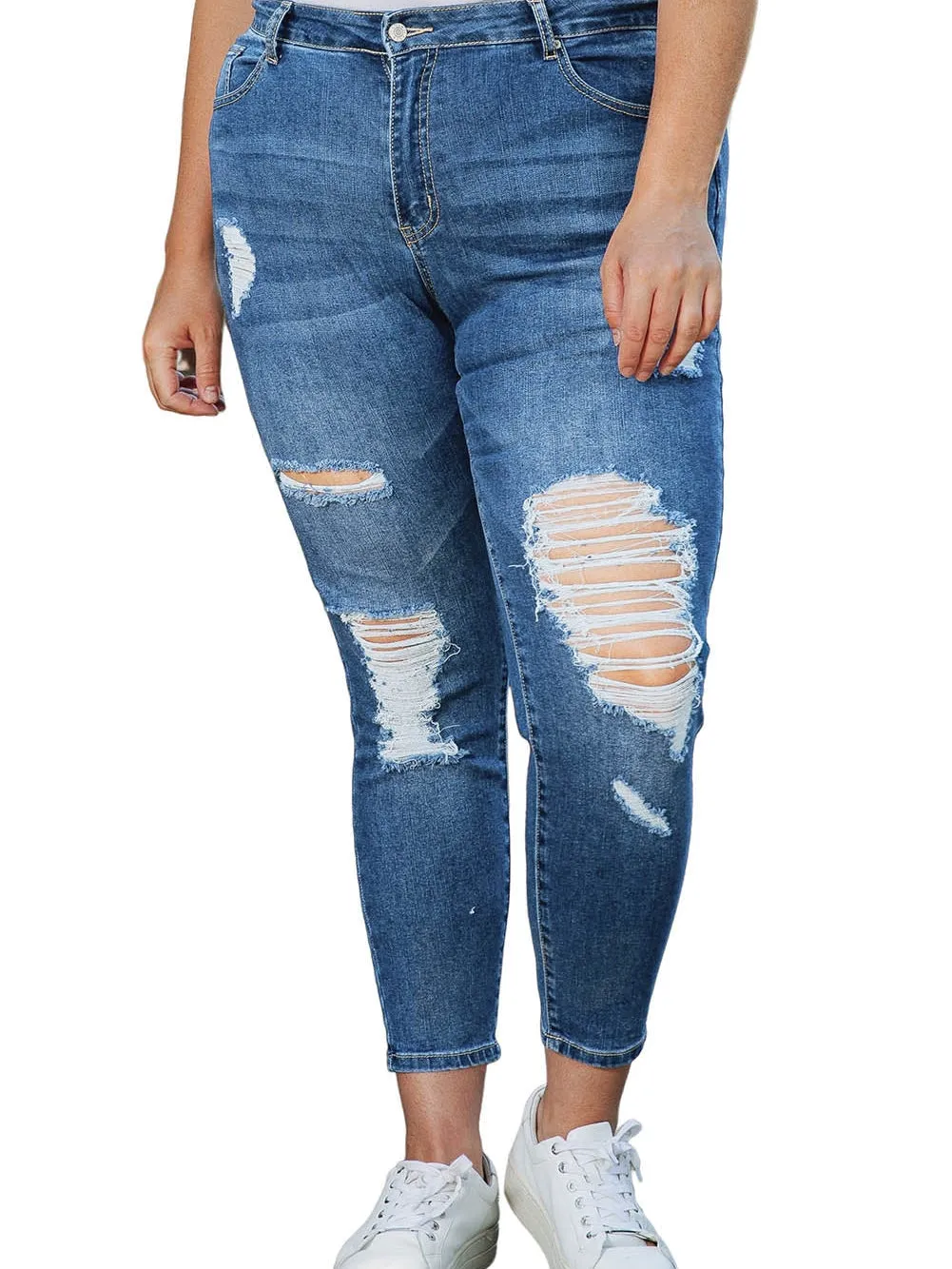 Blue Acid Washed Plus Size Skinny Jeans