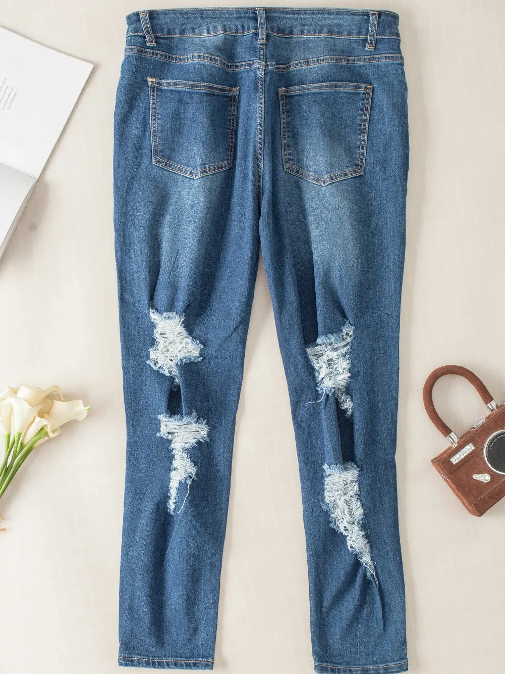 Blue Acid Washed Plus Size Skinny Jeans