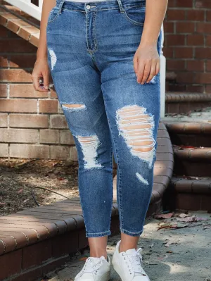 Blue Acid Washed Plus Size Skinny Jeans