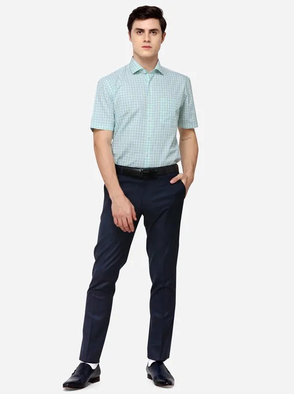 Blue & Green Checked Regular Fit Formal Shirt | JadeBlue