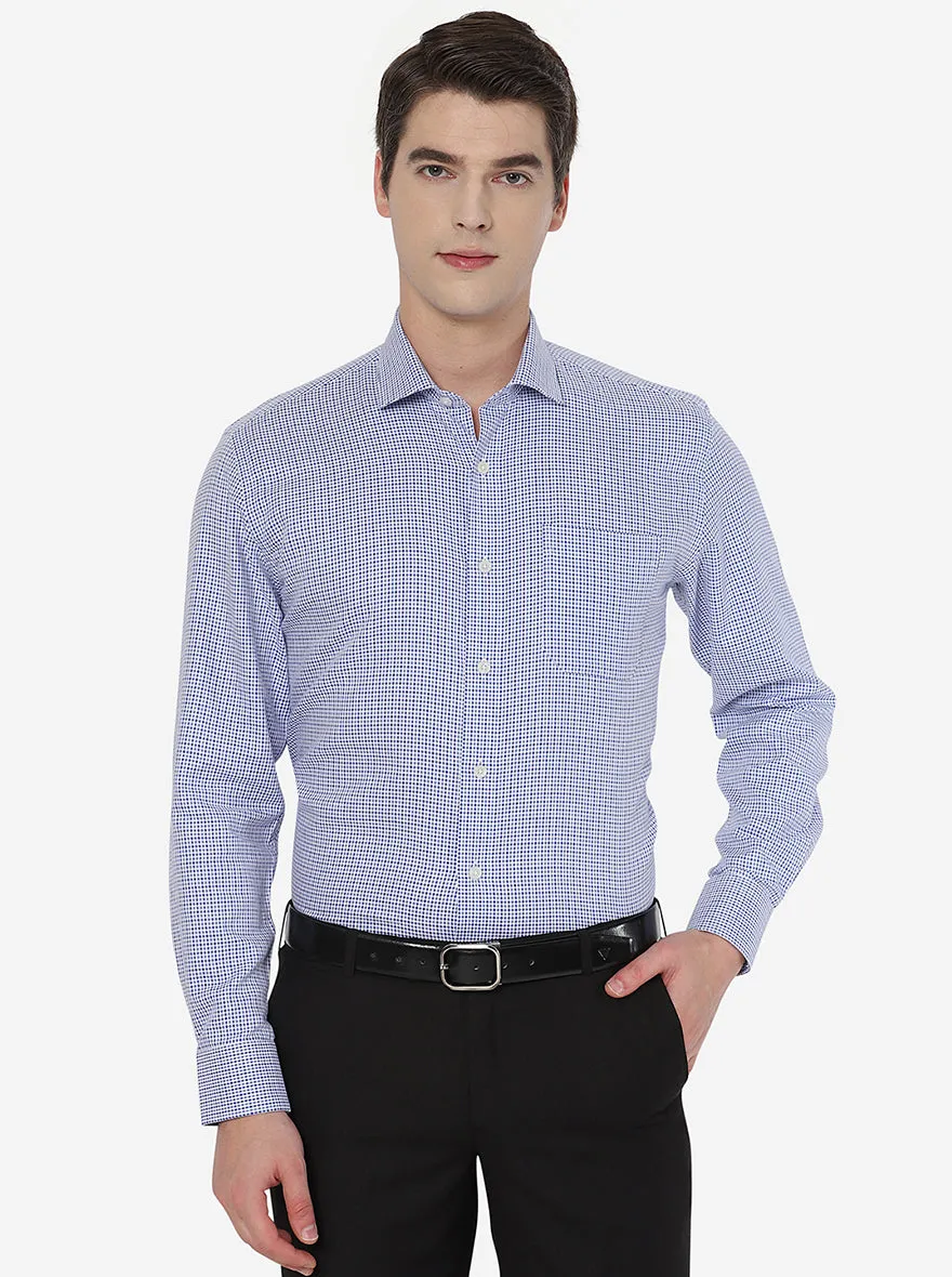 Blue Dobby Regular Fit Formal Shirt | JadeBlue