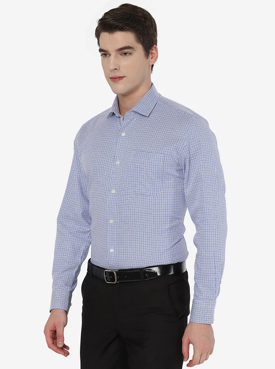 Blue Dobby Regular Fit Formal Shirt | JadeBlue