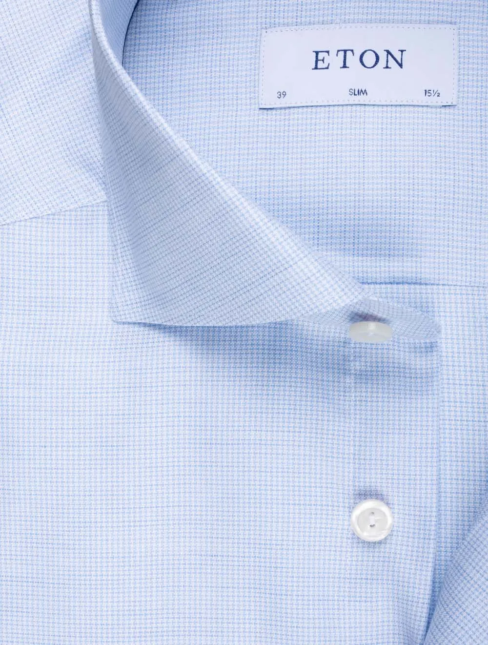 Blue Houndstooth Fine Twill Slim Fit Shirt