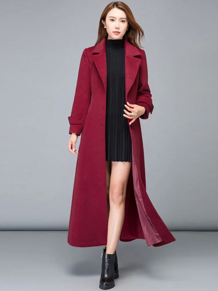 Brown winter fall Long coat with belt 2475