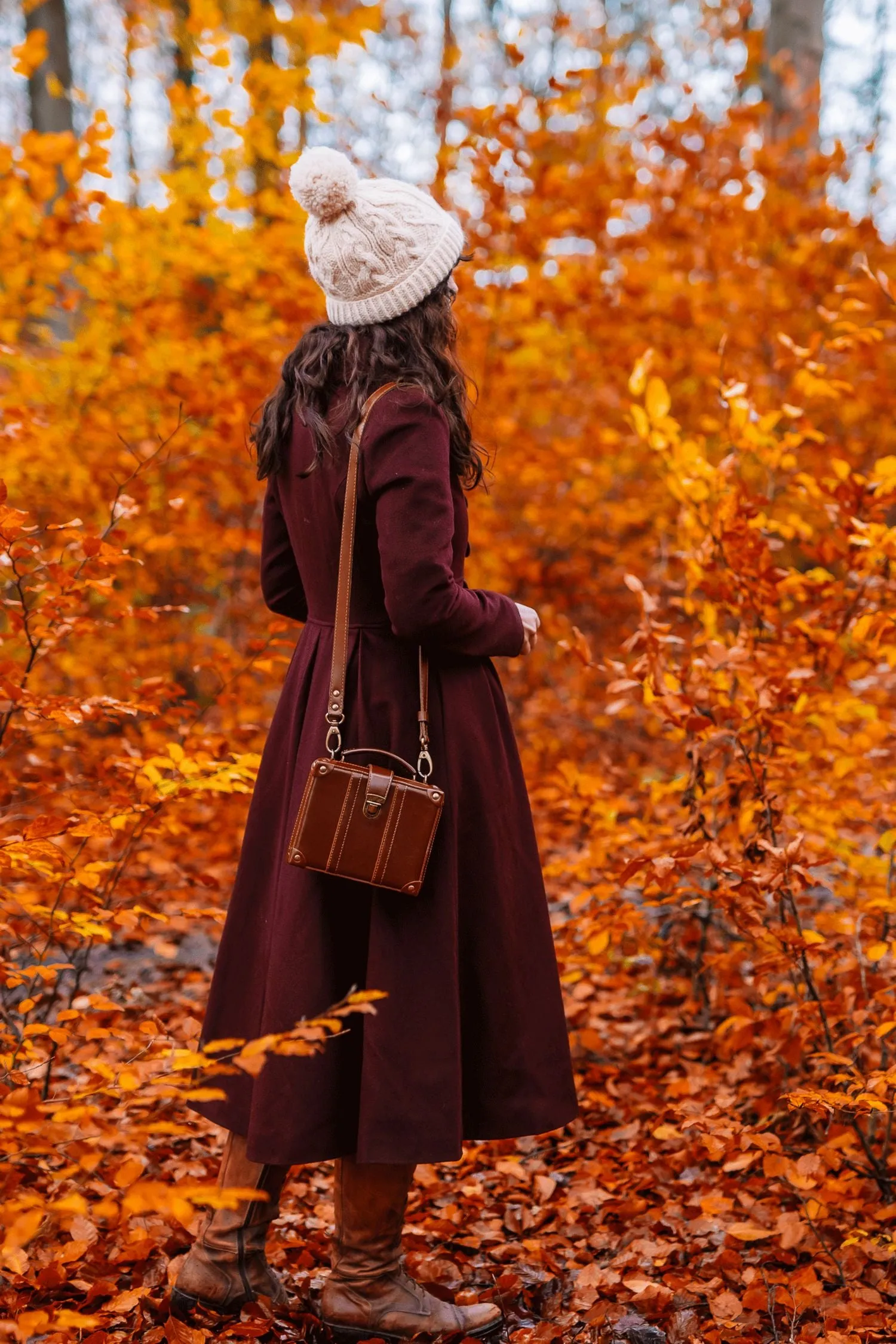 Burgundy Princess long wool coat 4741