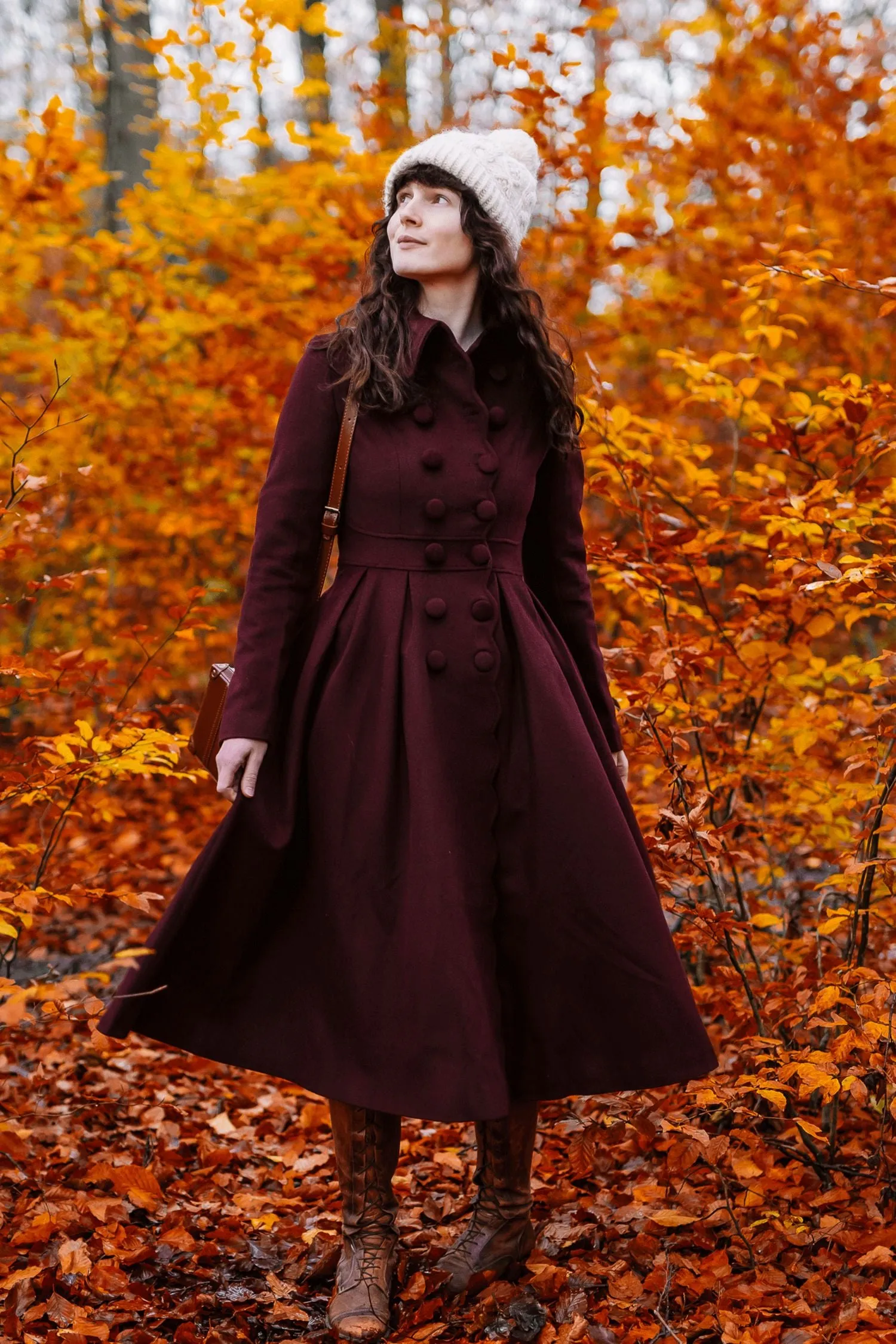 Burgundy Princess long wool coat 4741