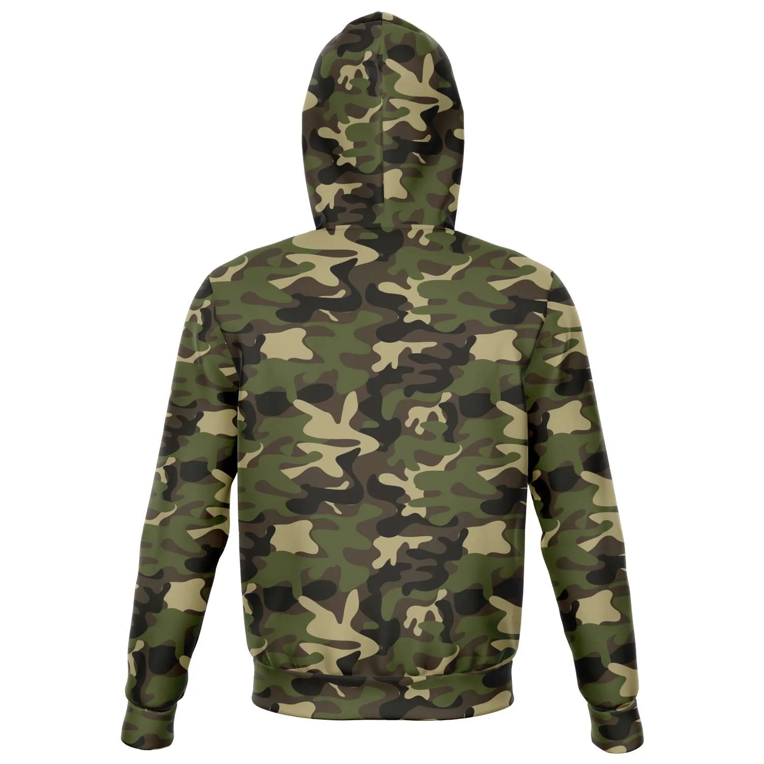 Camo Green Zip Up Hoodie, Camouflage Army Front Zip Pocket Men Women Adult Aesthetic Graphic Cotton Hooded Sweatshirt