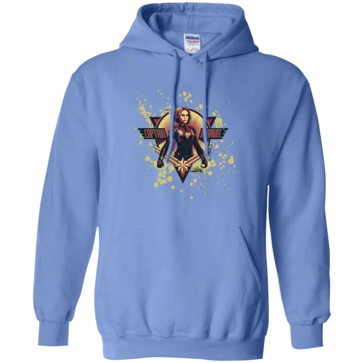 Captain Marvel Cracked Paint Splatter Logo Pullover Hoodie Sweatshirt