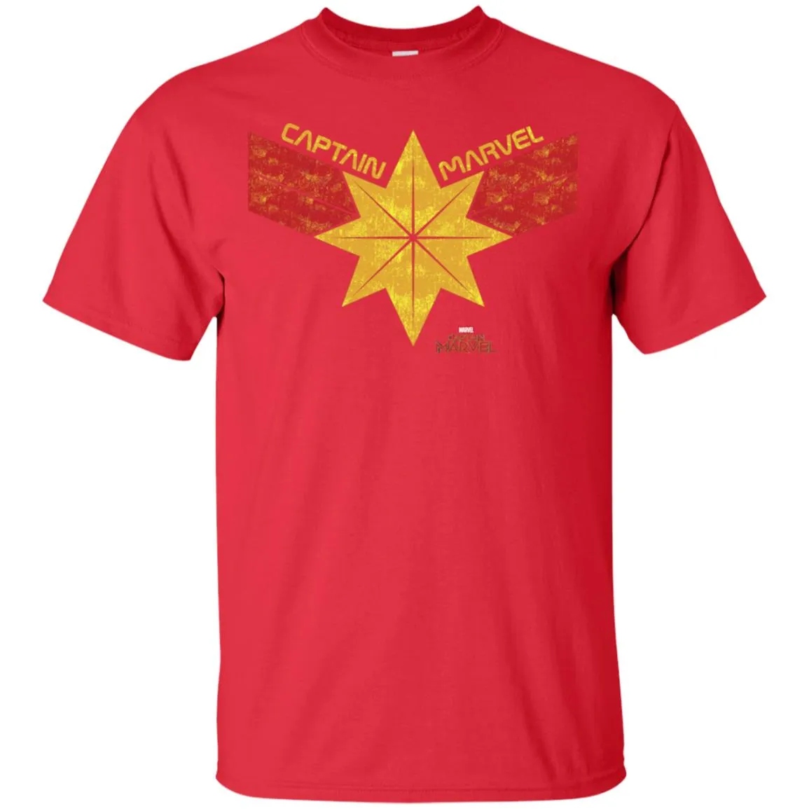 Captain Marvel Distressed Star Ribbon Logo Men Cotton T-Shirt