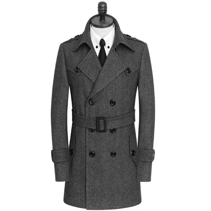 Casual Tweed Trench Coat Loose