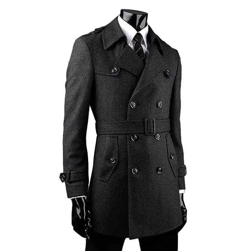 Casual Tweed Trench Coat Loose