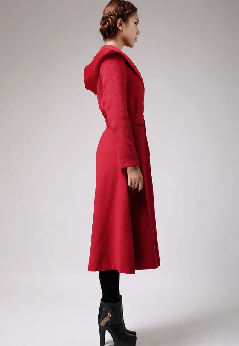 Charming Red Winter Wool Coat Long Jacket 0714#