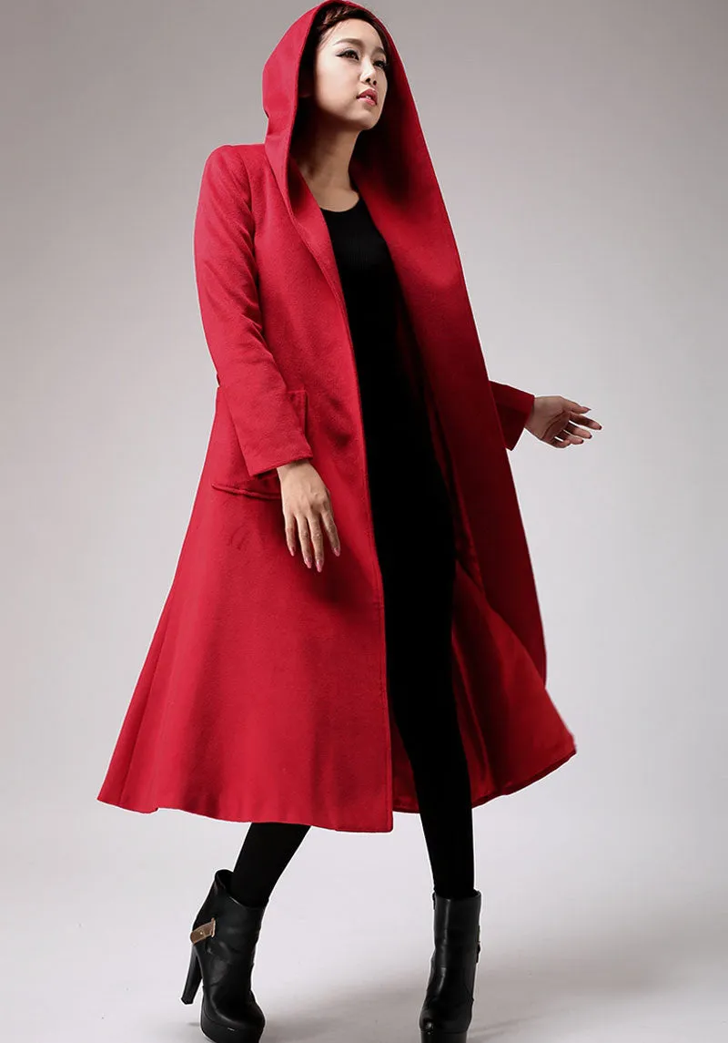 Charming Red Winter Wool Coat Long Jacket 0714#