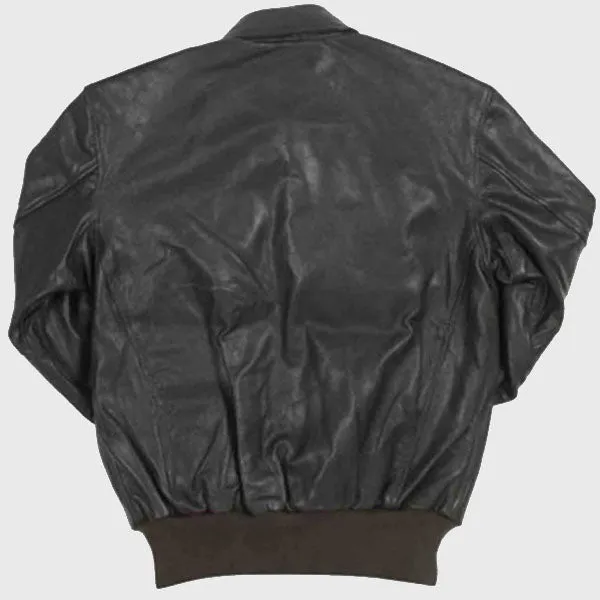 Classic A-2 Flight Bomber Black Leather Jacket