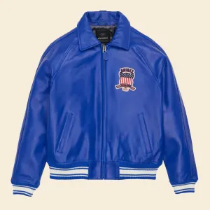 Cobalt Avirex Leather Icon bomber Jacket