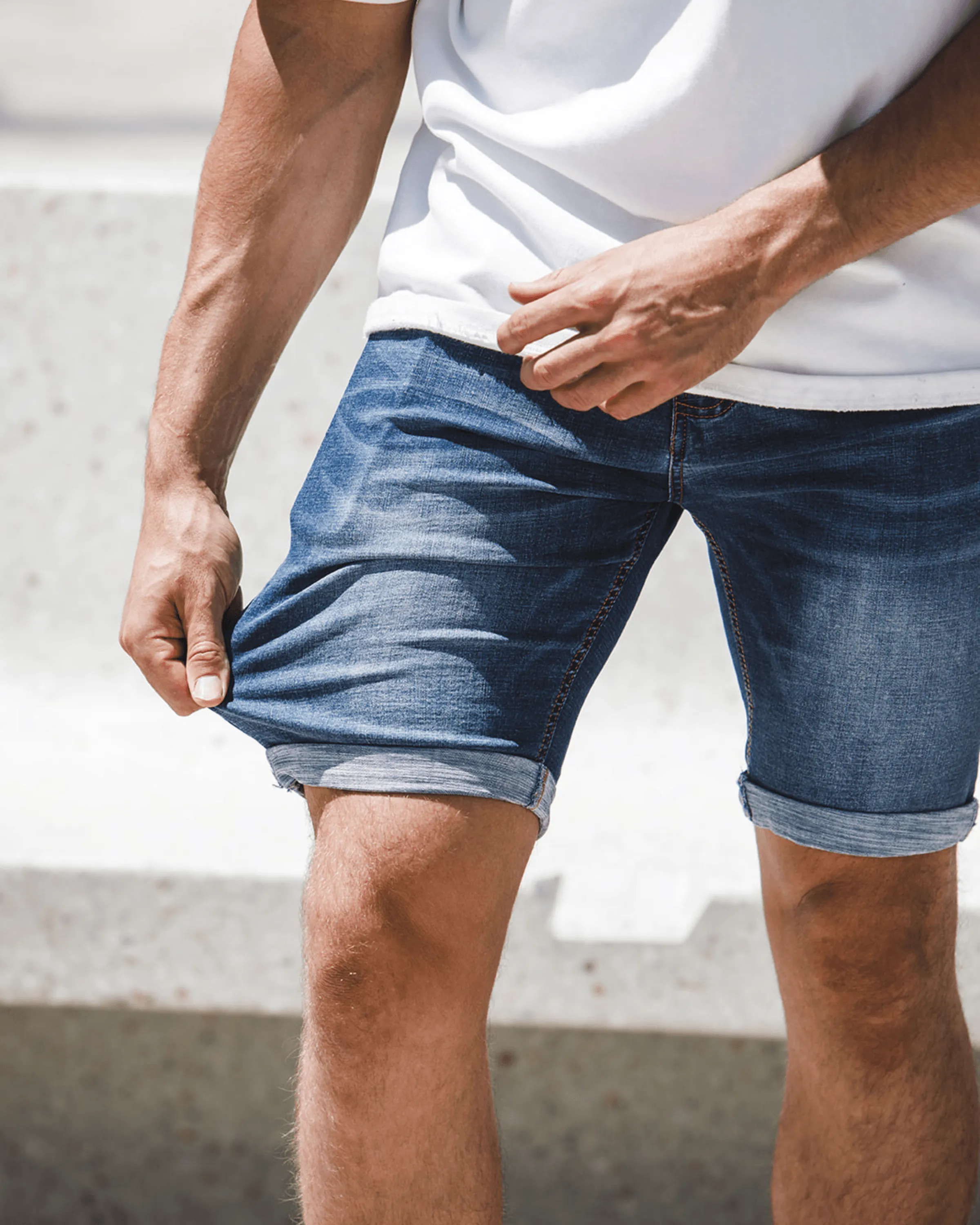 Dark Blue Denim Shorts