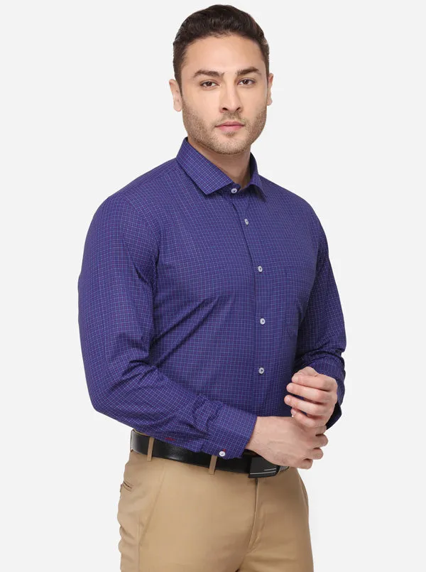 Dark Blue Dobby Regular Fit Formal Shirt | Greenfibre