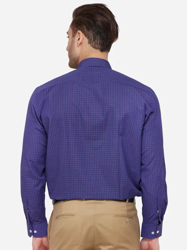 Dark Blue Dobby Regular Fit Formal Shirt | Greenfibre