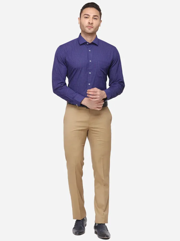 Dark Blue Dobby Regular Fit Formal Shirt | Greenfibre