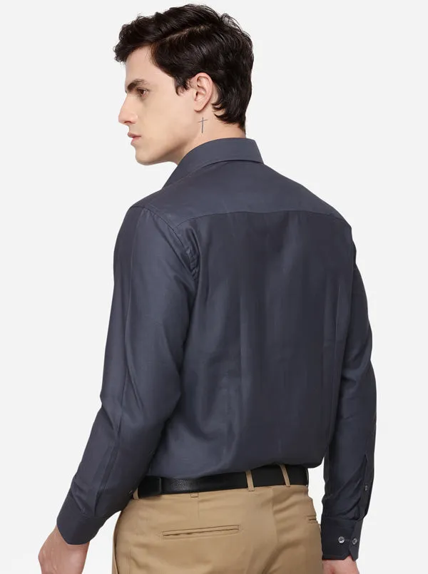 Dark Grey Solid Slim Fit Formal Shirt | JadeBlue