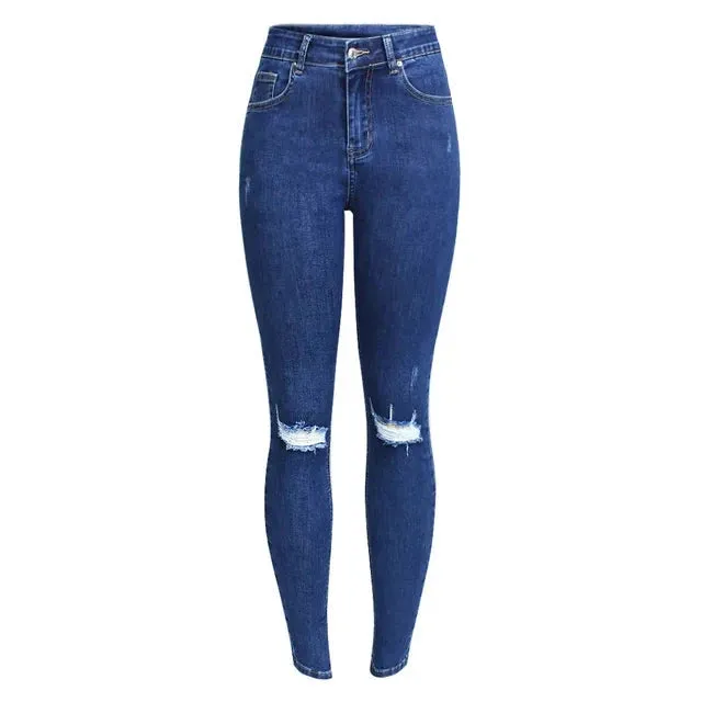 Distressed Jeans For Women Stretchy Pencil Skinny Denim Pants