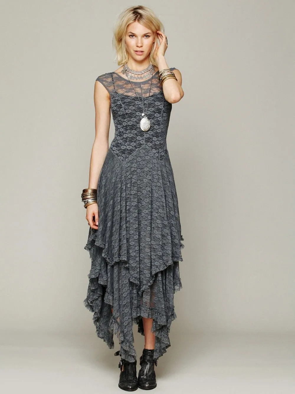 Elegant Asymmetric Lace Dress