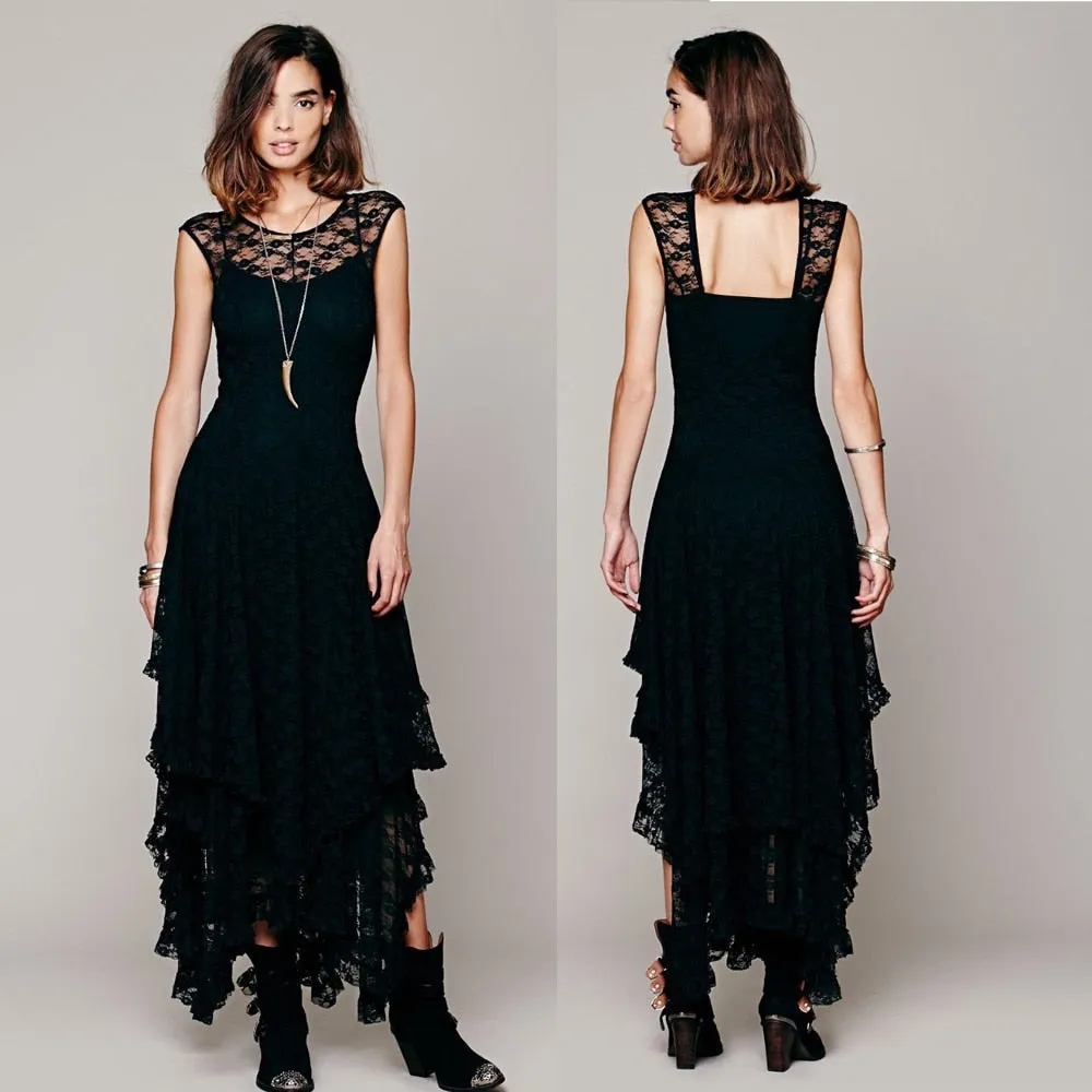 Elegant Asymmetric Lace Dress