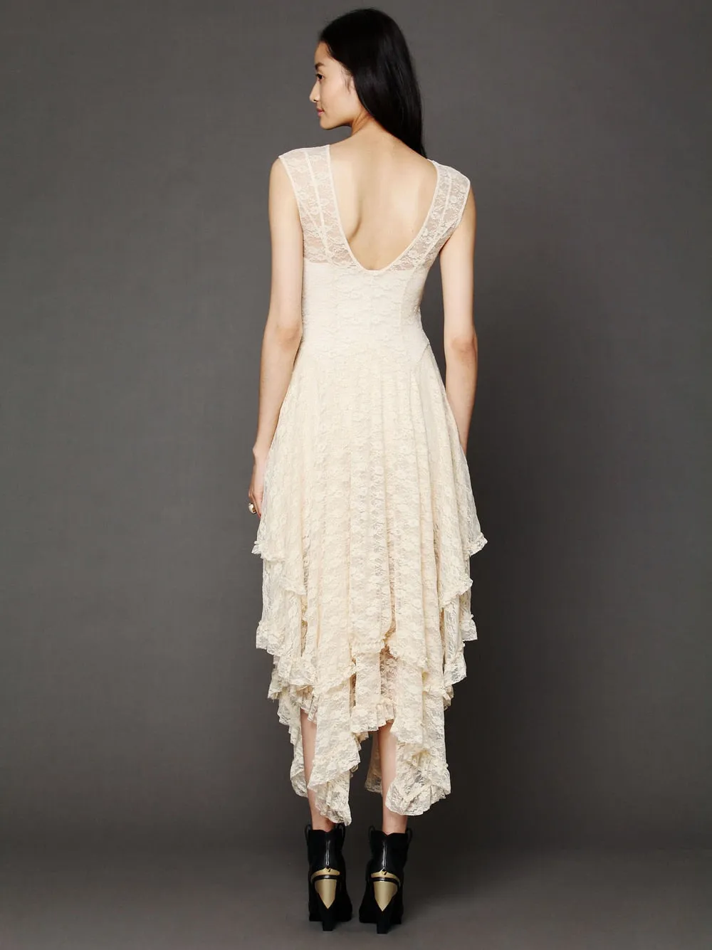 Elegant Asymmetric Lace Dress