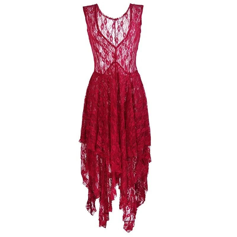 Elegant Asymmetric Lace Dress