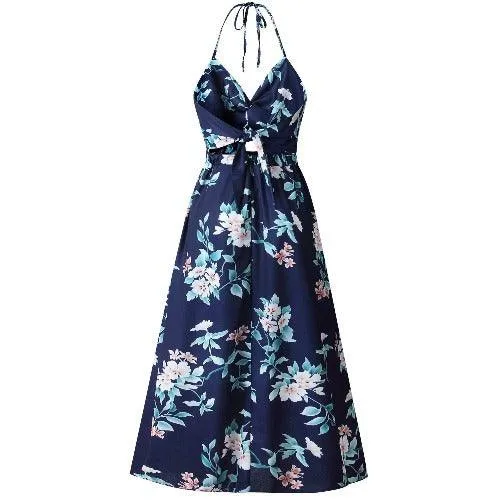 Elegant Bohemian Floral Printed Chiffon Maxi Dress