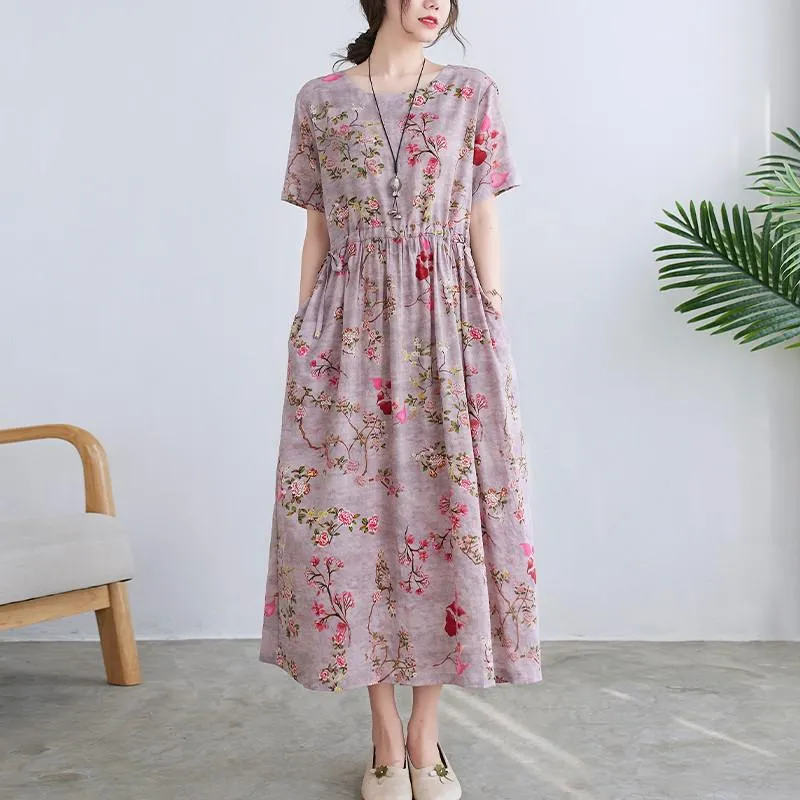 Elegant Summer Vintage Floral Loose Casual Dress