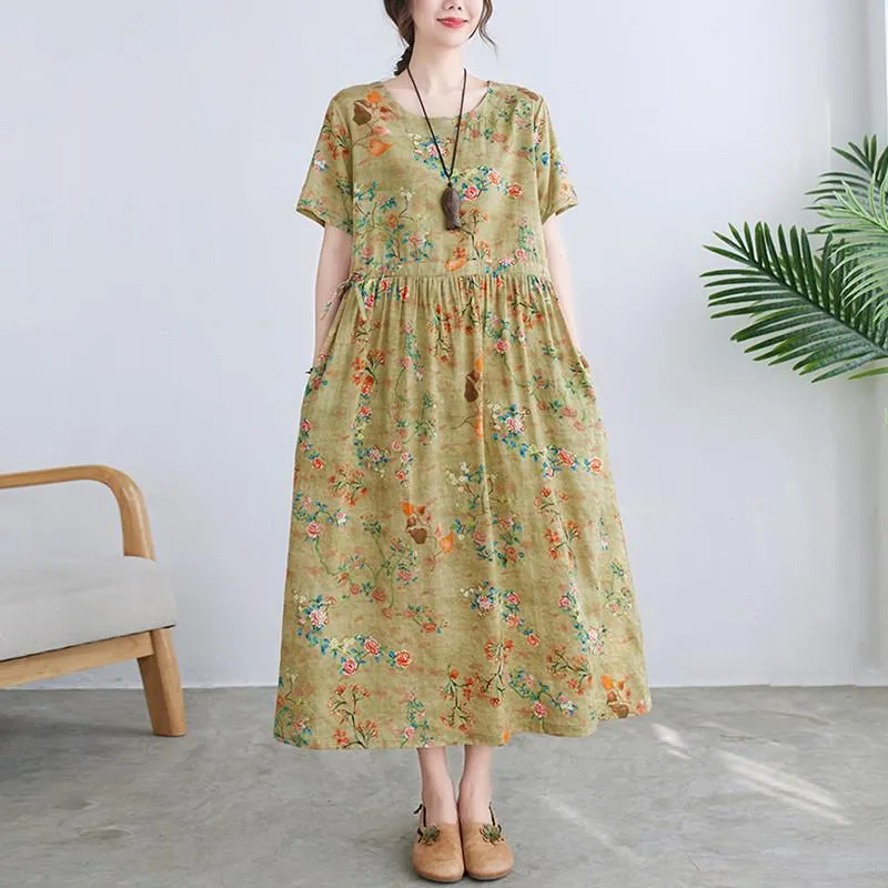 Elegant Summer Vintage Floral Loose Casual Dress