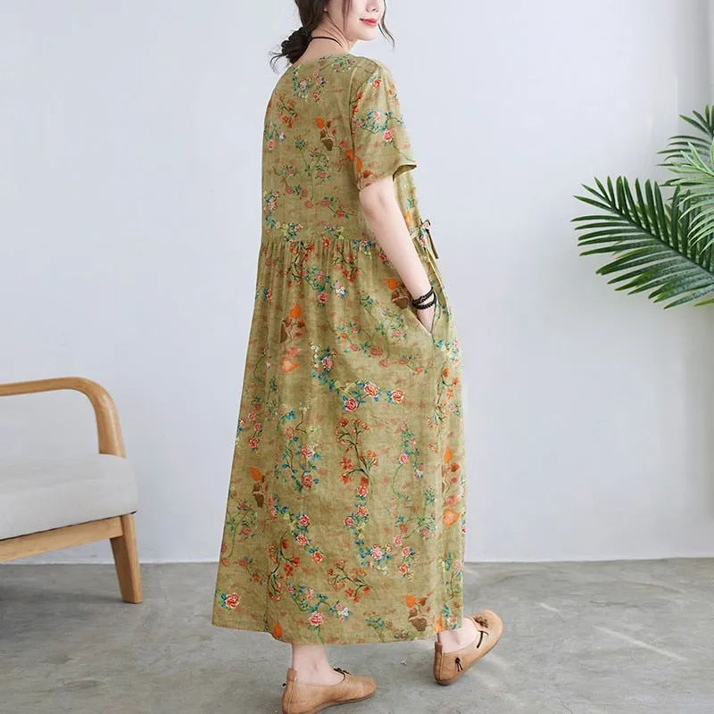 Elegant Summer Vintage Floral Loose Casual Dress