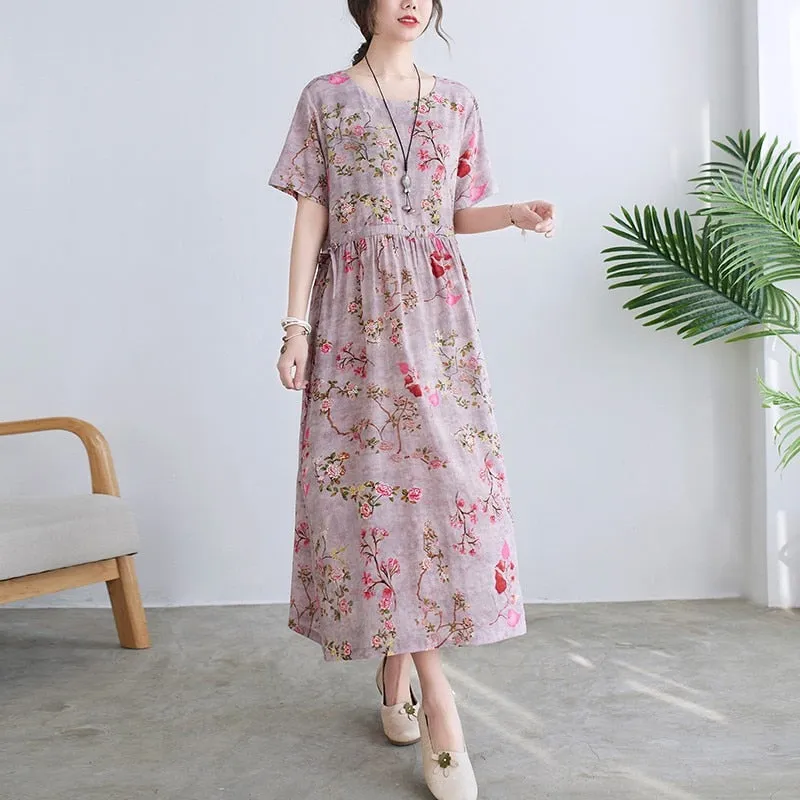 Elegant Summer Vintage Floral Loose Casual Dress